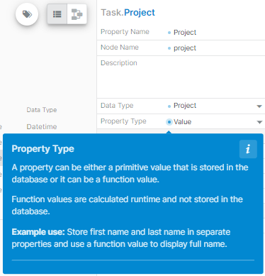 Screenshot of contextual help provided by a blue dot